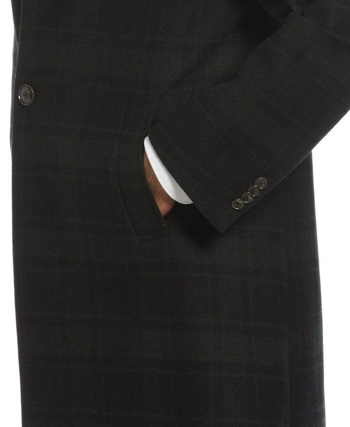 Olive Plaid Priel Overcoat (Black/Aster)