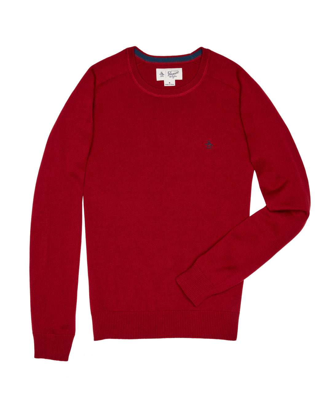 Ribbed Cuff Crew Neck Sweater (Biking Red)