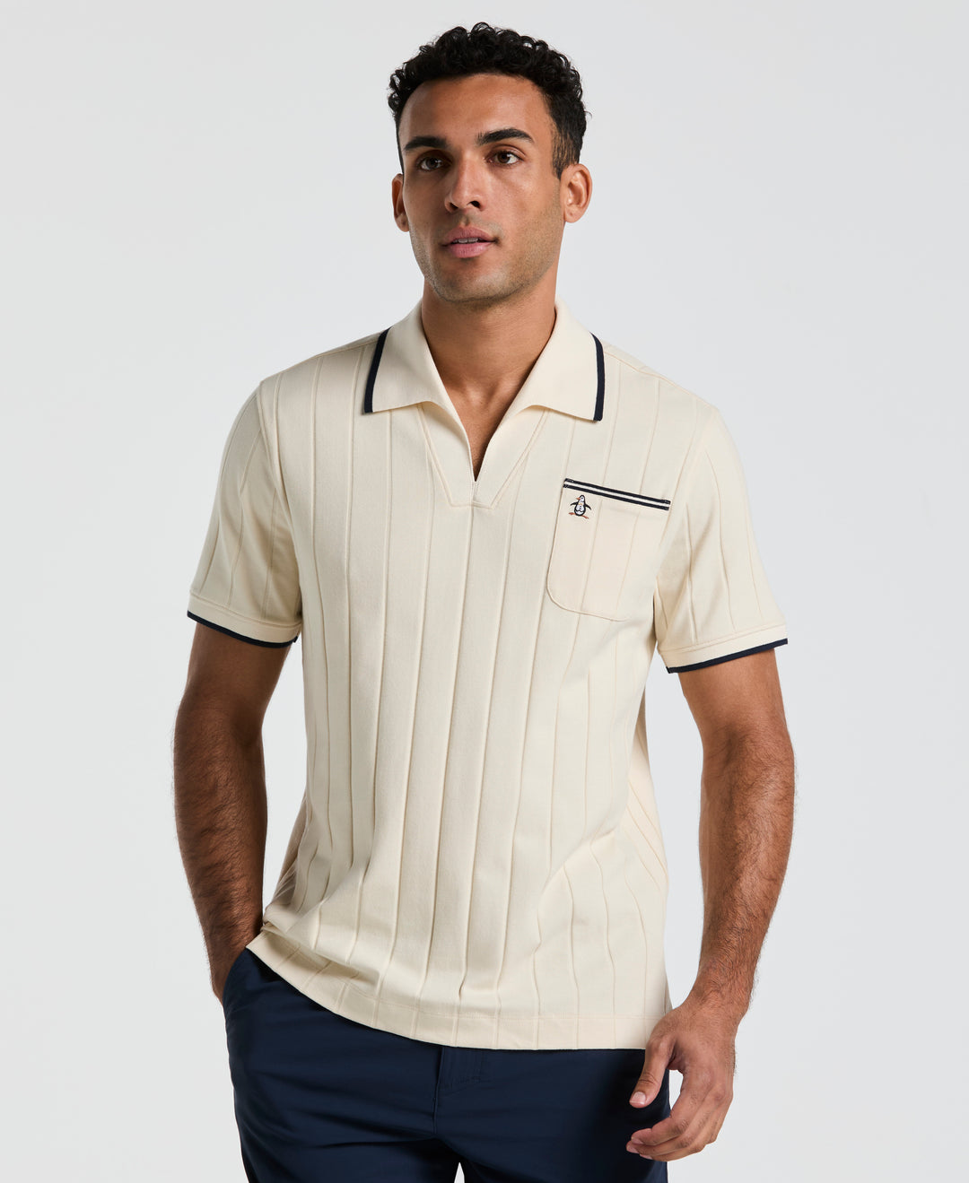 Cotton Open Collar Polo Shirt (Birch)