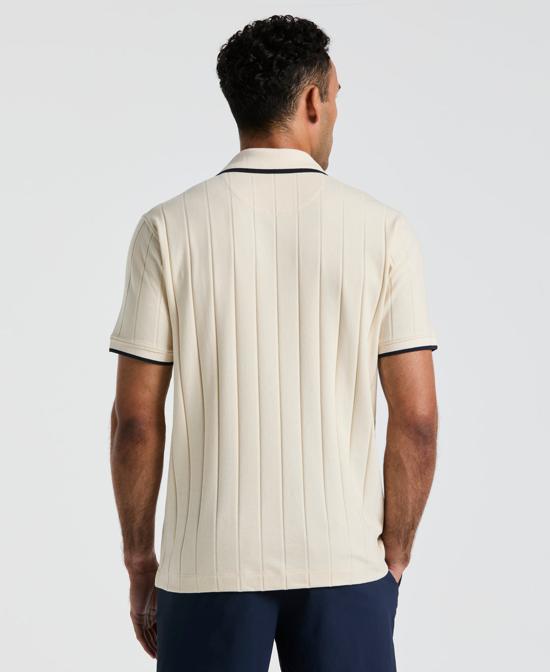 Cotton Open Collar Polo Shirt (Birch)
