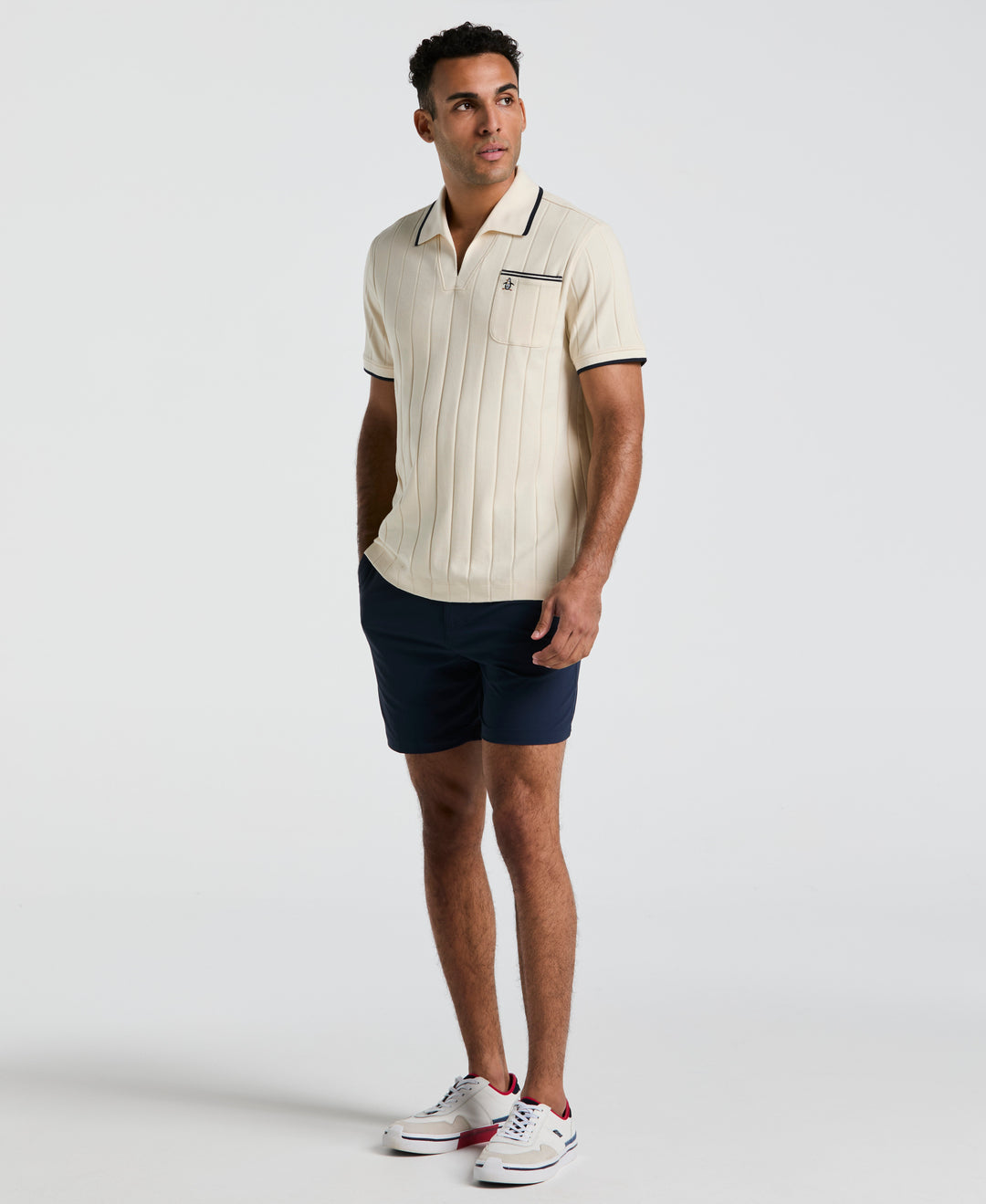 Cotton Open Collar Polo Shirt (Birch)