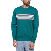 Striped Crew Neck Fleece Sweatshirt (Antique Green) 