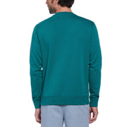 Striped Crew Neck Fleece Sweatshirt (Antique Green) 