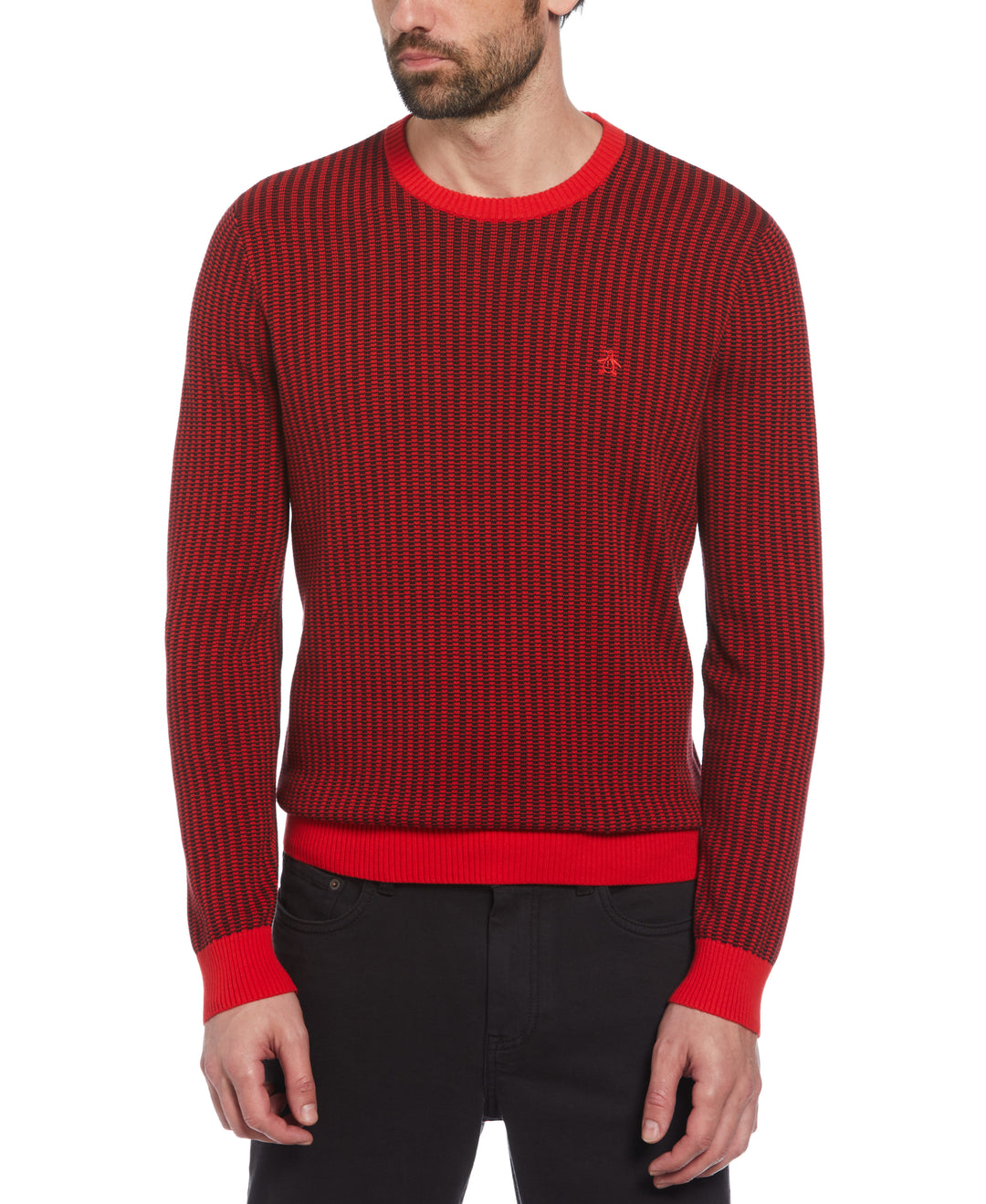 Tonal Jacquard Sweater (Racing Red)