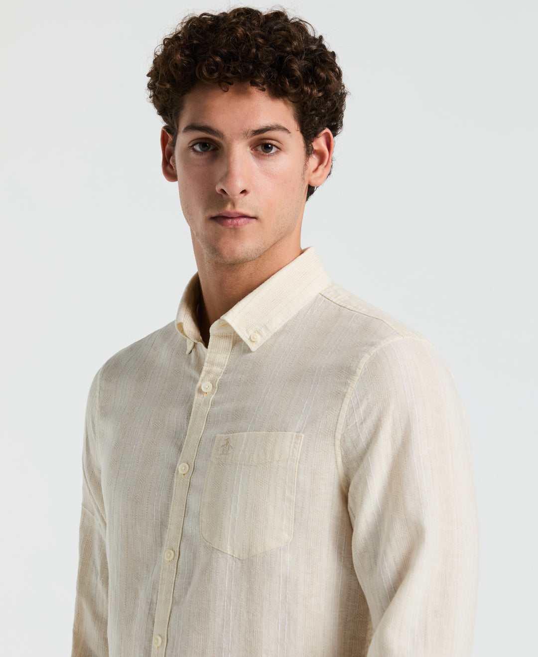 Long Sleeve Dobby Vertical Stripe Shirt (Birch)