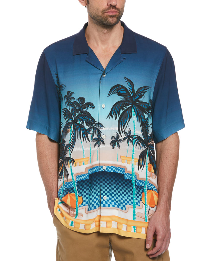 Viscose Pool Scene Shirt (Sargasso Sea)