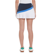 Women's Asymmetrical Color Block Pleated Tennis Skort (Black Iris) 