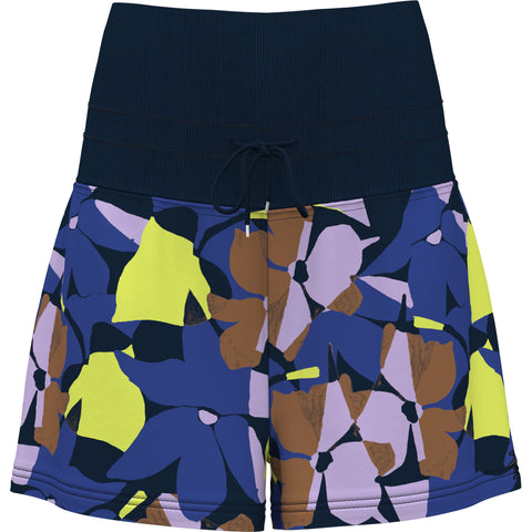 Womens High Waist Floral Print Tennis Shorts (Black Iris) 