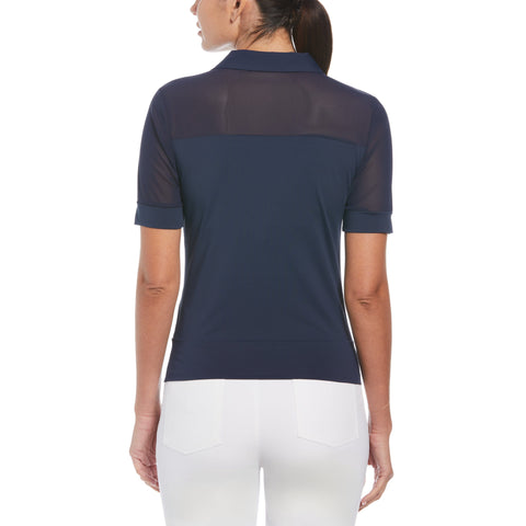 Mesh Blocked Half Sleeve Golf Polo Shirt (Black Iris) 
