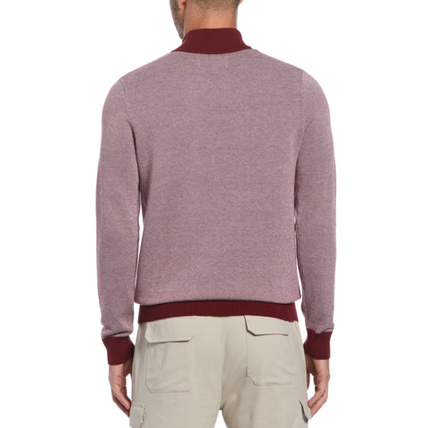 1/4 Zip Cotton Sweater (Cabernet) 