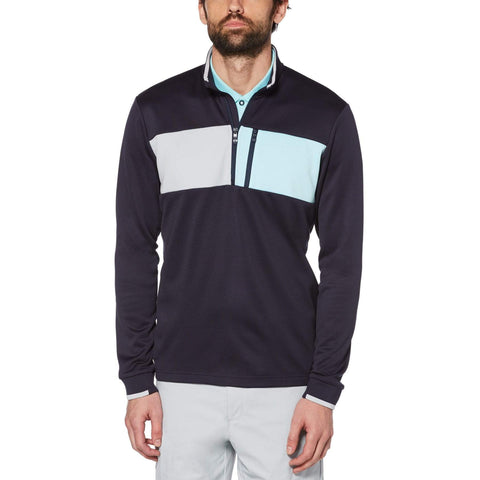 1/4 Zip Colorblock Fleece Golf Sweater-Golf Jackets-Black Iris-M-Original Penguin