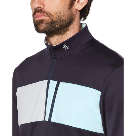 1/4 Zip Colorblock Fleece Golf Sweater-Golf Jackets-Original Penguin