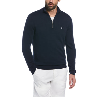 1/4 Zip Cotton Jersey Sweater (Dark Sapphire) 