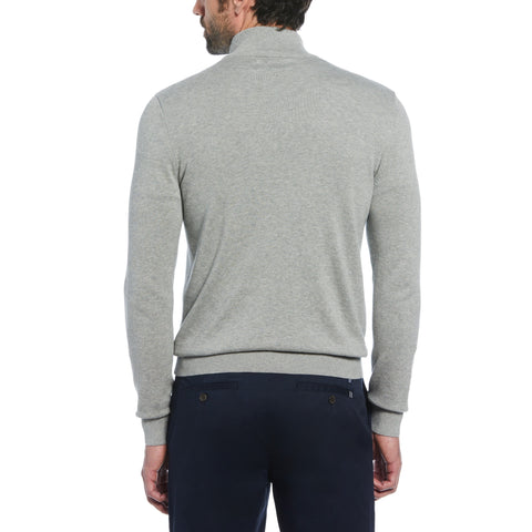 1/4 Zip Cotton Jersey Sweater (Rain Hthr) 