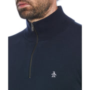 1/4 Zip Cotton Jersey Sweater (Dark Sapphire) 