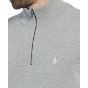1/4 Zip Cotton Jersey Sweater (Rain Hthr) 