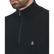 1/4 Zip Cotton Jersey Sweater (True Black) 
