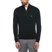 1/4 Zip Cotton Jersey Sweater (True Black) 