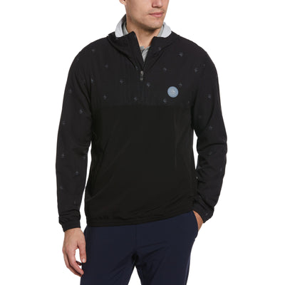 1/4 Zip Printed Pete Wind Hoodie (Caviar) 