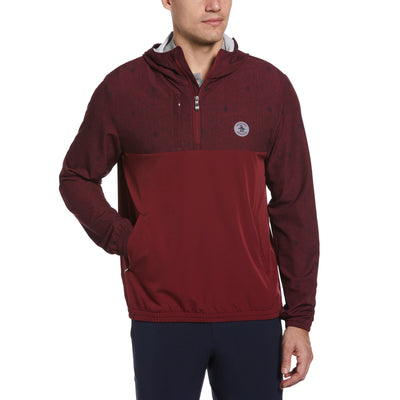 1/4 Zip Printed Pete Wind Hoodie (Cordovan) 