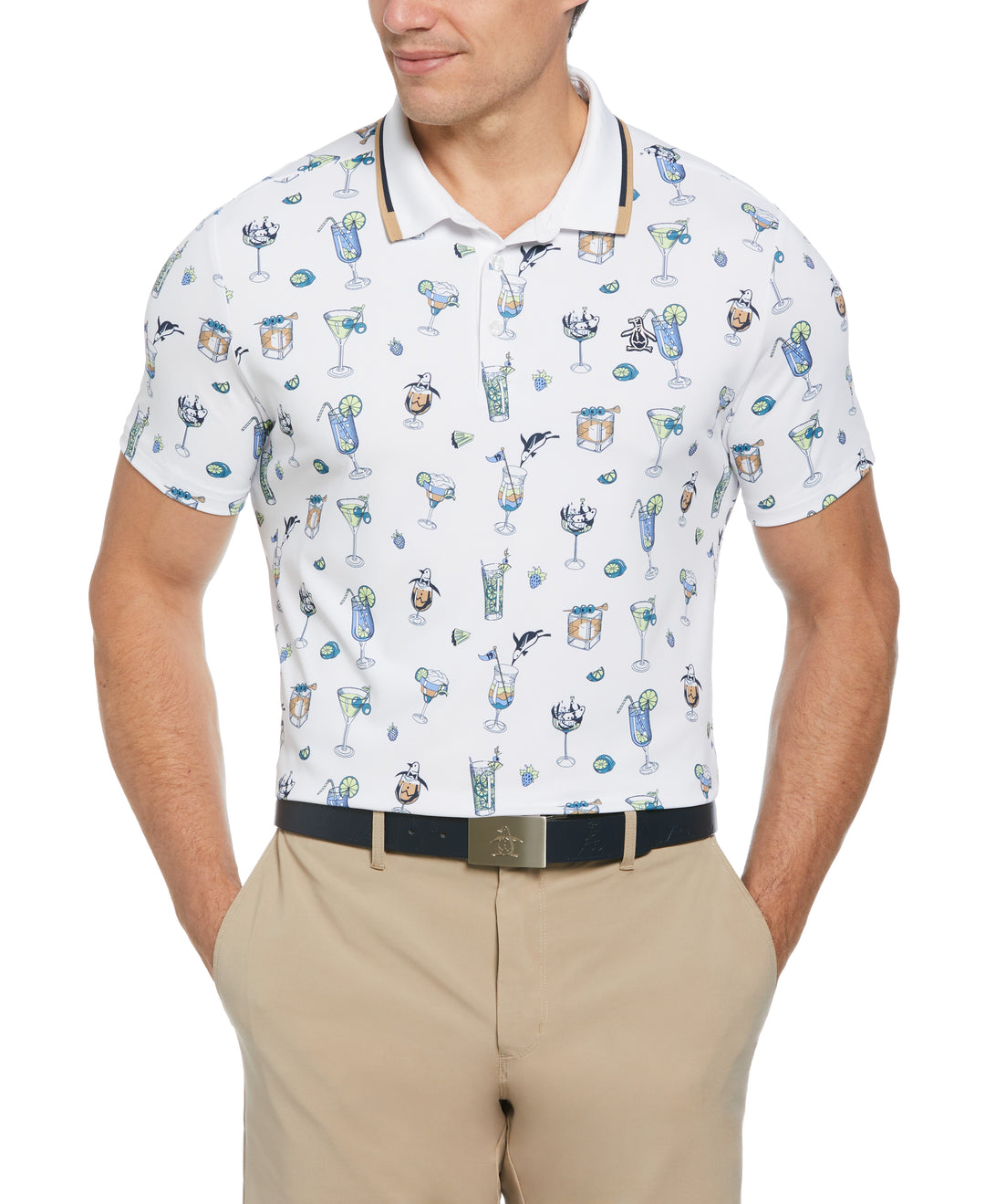 19th Hole Print Polo (Bright White) 