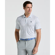 19th Hole Windowpane Print Golf Polo (Bright White) 