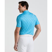 19th Hole Windowpane Print Golf Polo (Aquarius) 