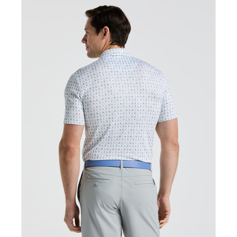 19th Hole Windowpane Print Golf Polo (Bright White) 