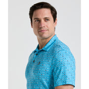 19th Hole Windowpane Print Golf Polo (Aquarius) 