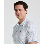 19th Hole Windowpane Print Golf Polo (Bright White) 