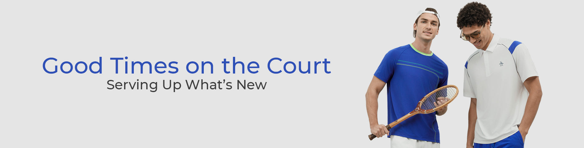 Shop Tennis and Racquet - picture of young ladies and men smiling.