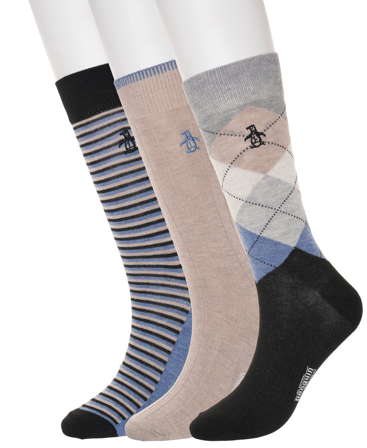 3 Pack Augustin Stripe Socks (Black) 