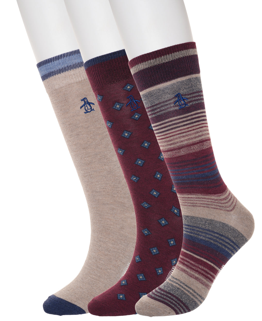 3 Pack Marled Stripe Socks (Brown) 