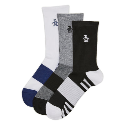 Mid Crew Athletics 3 Pack Socks  (Black) 