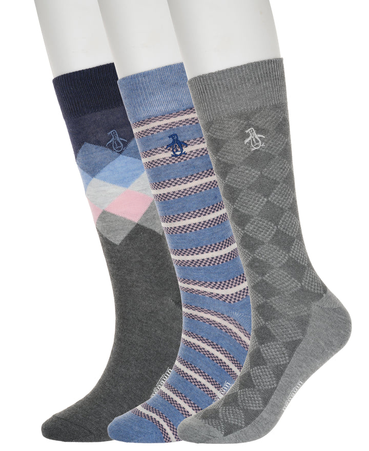 3 Pack Striped Diamond Wyatt Sock (Denim) 