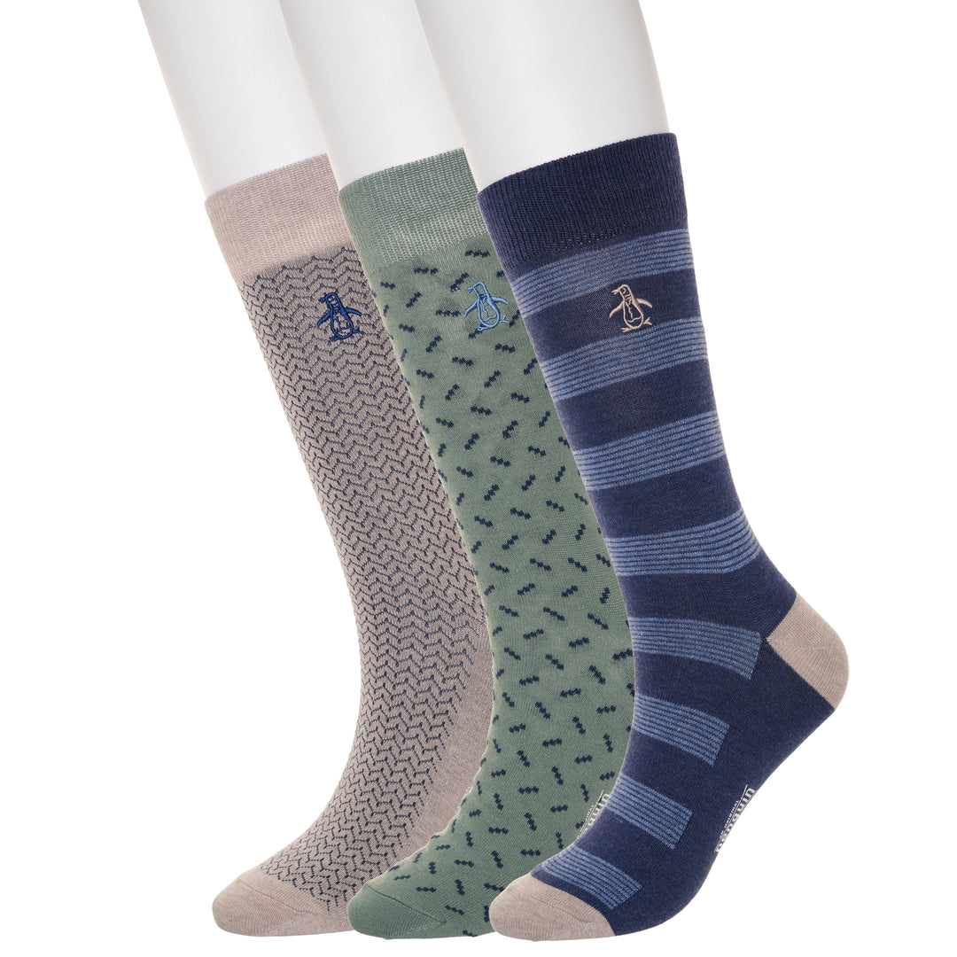 3 Pack Ziggy Neat Socks-Socks-Taupe-OS-Original Penguin