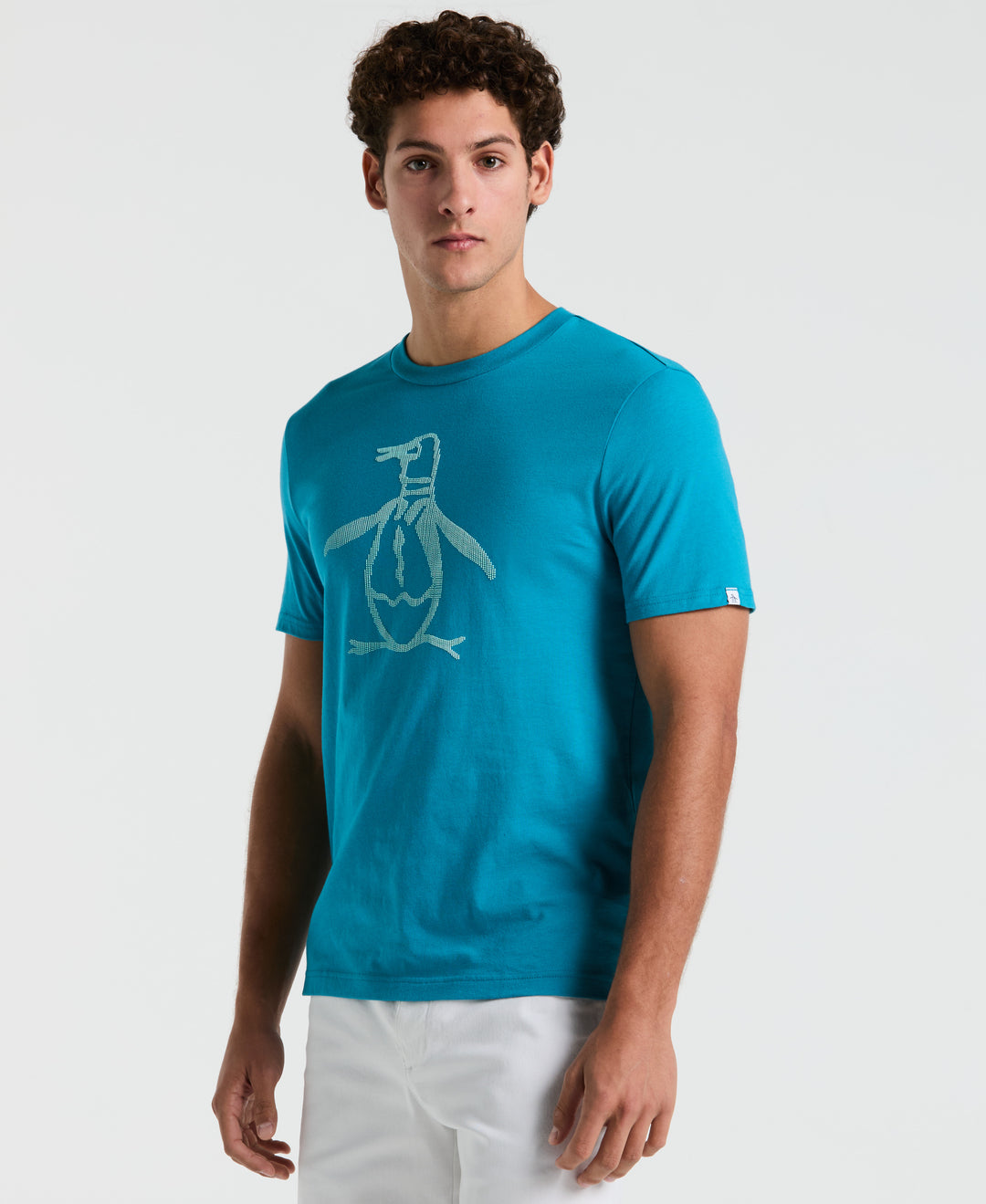 3D Dot Penguin Jersey Graphic Tee (Mosaic Blue) 