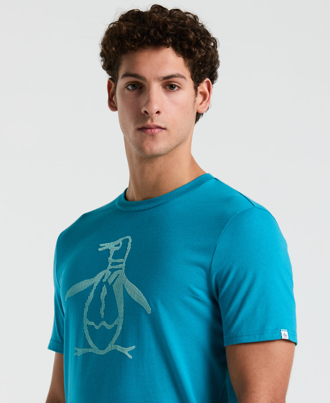 3D Dot Penguin Jersey Graphic Tee (Mosaic Blue) 