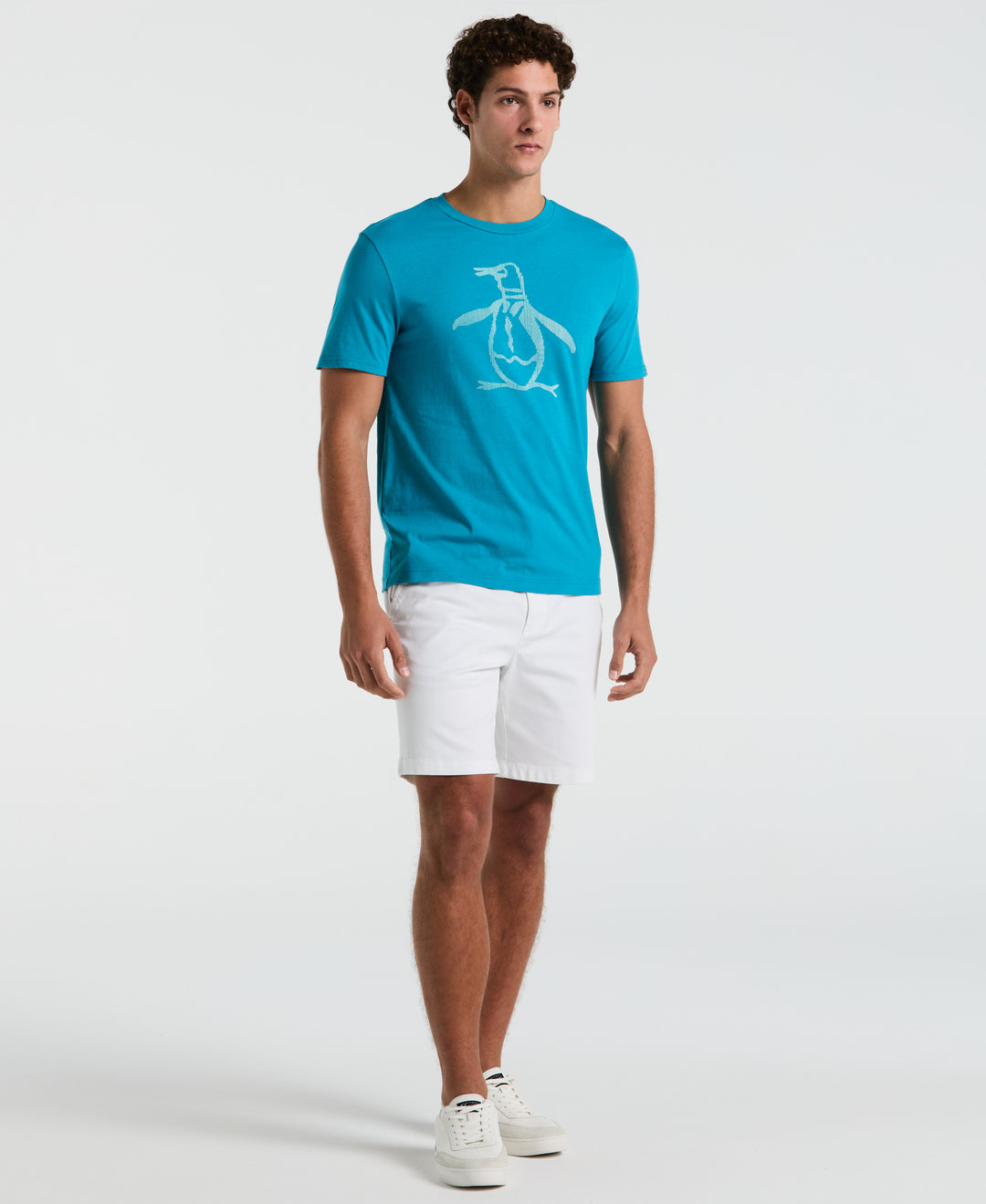 3D Dot Penguin Jersey Graphic Tee (Mosaic Blue) 