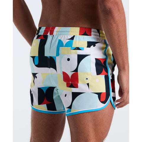 4" Dolphin All Over Deco Penguin Print Short (Spa Retreat) 
