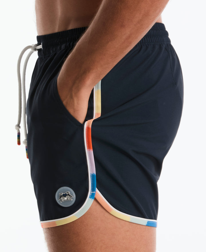 4" Dolphin Pride Piping Swim Short (Dark Sapphire) 