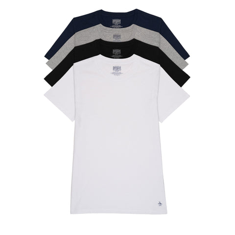4 Pack Crew Solid Tees in White, Black, Gray, Navy