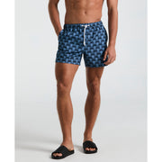 5" All-Over Geo Palms Print Swim Shorts (Dark Sapphire) 