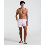 5" All-Over Geo Palms Print Swim Shorts (Parfait Pink) 