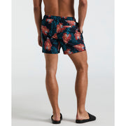 5" All-Over Leaves Print Swim Shorts (Dark Sapphire) 