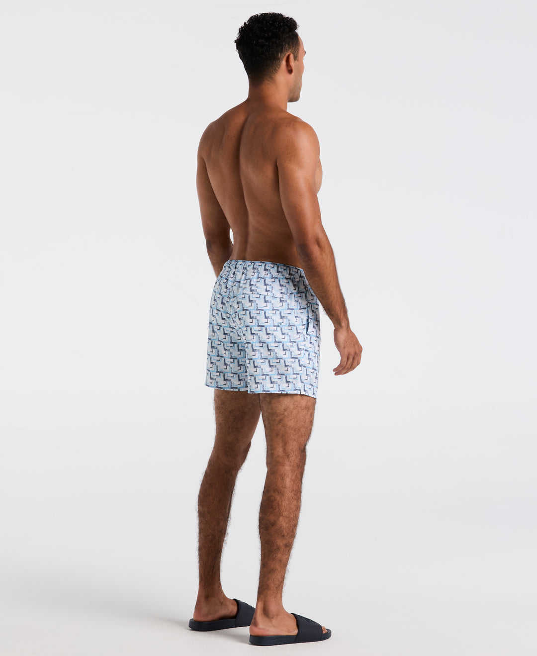 5" All-Over Print Geo Swim Short (Cool Blue) 