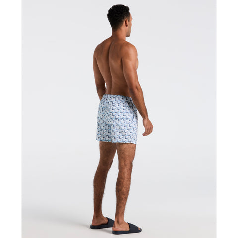 5" All-Over Print Geo Swim Short (Cool Blue) 