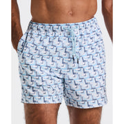 5" All-Over Print Geo Swim Short (Cool Blue) 