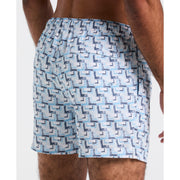 5" All-Over Print Geo Swim Short (Cool Blue) 