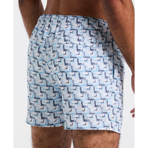 5" All-Over Print Geo Swim Short (Cool Blue) 